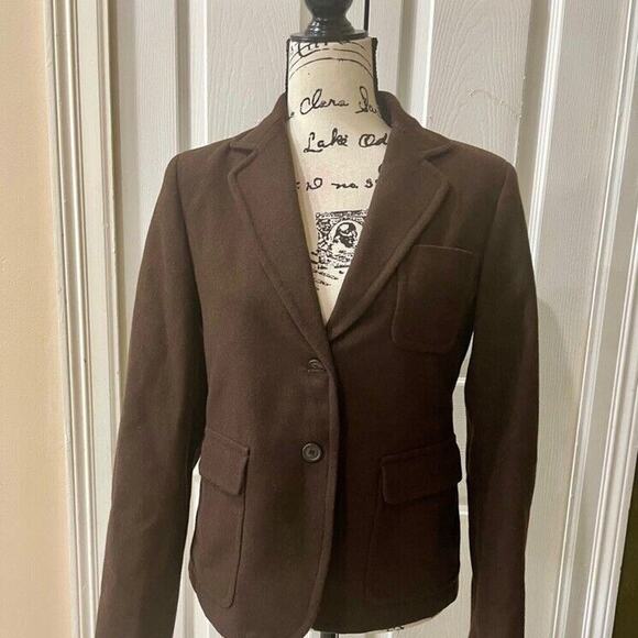 J.CREW BLAZER WOOL BLEND SZ S FRONT POCKETS MOCCA BROWN DARK ACADEMIA CORE - Picture 2 of 14